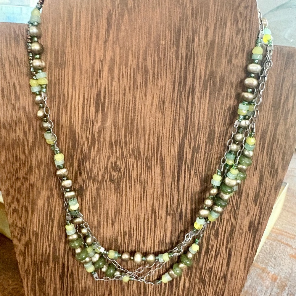 Silpada Green and Gold Multi-Strand Necklace. Fast shipping.